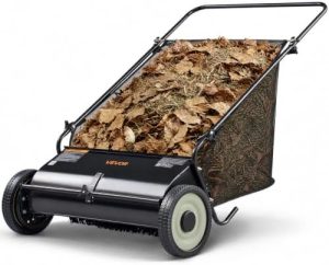 VEVOR Push Lawn Sweeper 26 Inch Leaf & Grass Collector 7 cu. ft. Hopper Bag