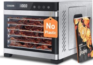 COSORI Food Dehydrator, 6 Stainless Steel Trays, 6.5 Sq Ft Drying Space
