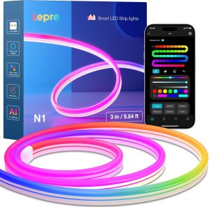 Lepro AI Neon LED Strip 3m, LED Strip with App, Music and Voice Control