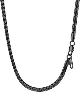 PROSTEEL Men's Stainless Steel Necklace, Flat Venetian Chain, 2/4/6/8mm Wide, 46-76cm