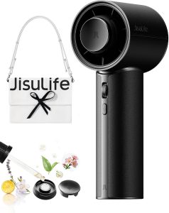 JISULIFE AromaCool Handheld Fan, 30H Battery, PU Leather, Aroma Diffuser